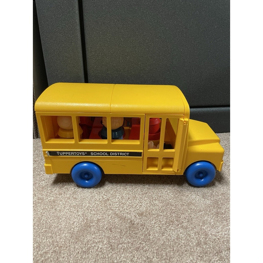 Vintage Tupperware Tupper Toys School District Yellow Bus w/People